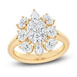 Created By Jared Studio Lab-Grown Cushion-Cut Diamond Halo Engagement Ring 3-3/8 ct tw 14K Yellow Gold