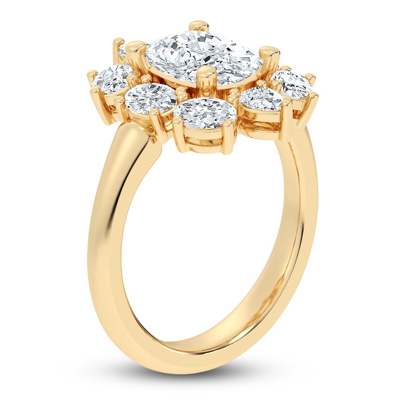Main Image 2 of Created By Jared Studio Lab-Grown Cushion-Cut Diamond Halo Engagement Ring 3-3/8 ct tw 14K Yellow Gold