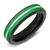 Thumbnail Image 2 of Men's Green Ceramic Stripe Wedding Band White & Black Tungsten 5mm