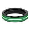 Thumbnail Image 3 of Men's Green Ceramic Stripe Wedding Band White & Black Tungsten 5mm
