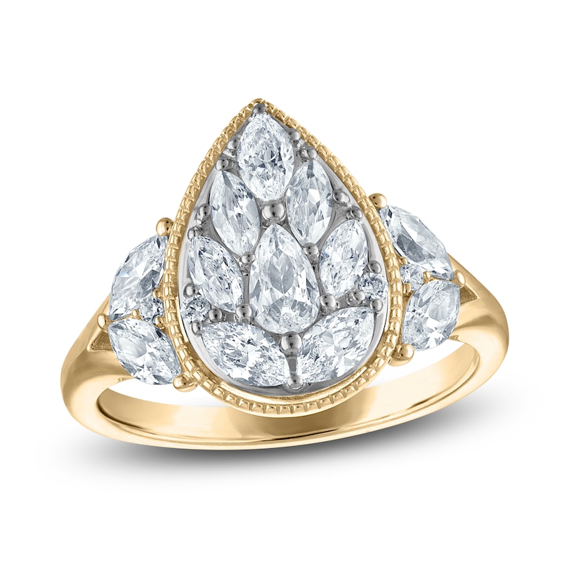 Main Image 1 of Brilliant Moments Pear, Marquise & Round-Cut Multi-Diamond Engagement Ring 1-3/8 ct tw 14K Yellow Gold