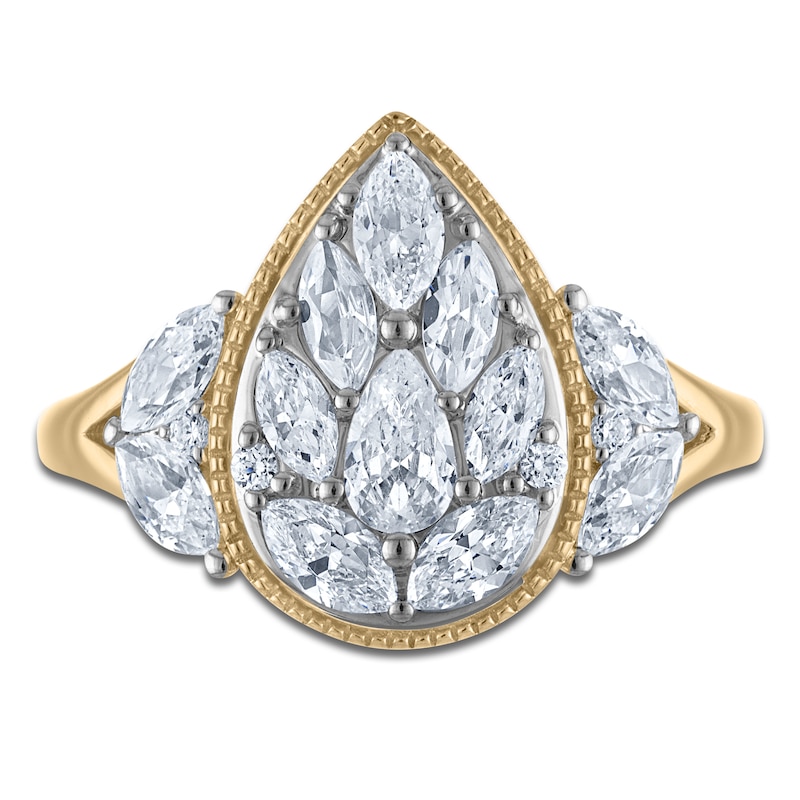 Main Image 3 of Brilliant Moments Pear, Marquise & Round-Cut Multi-Diamond Engagement Ring 1-3/8 ct tw 14K Yellow Gold