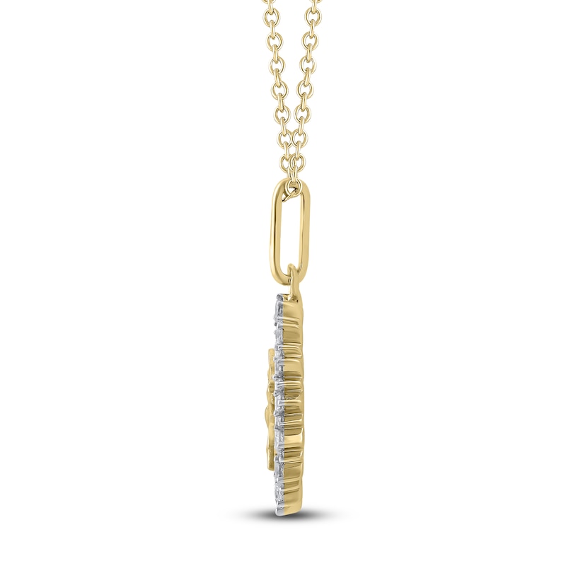 Main Image 3 of Diamond Dragonfly Medallion Necklace 1/4 ct tw 10K Yellow Gold 18"