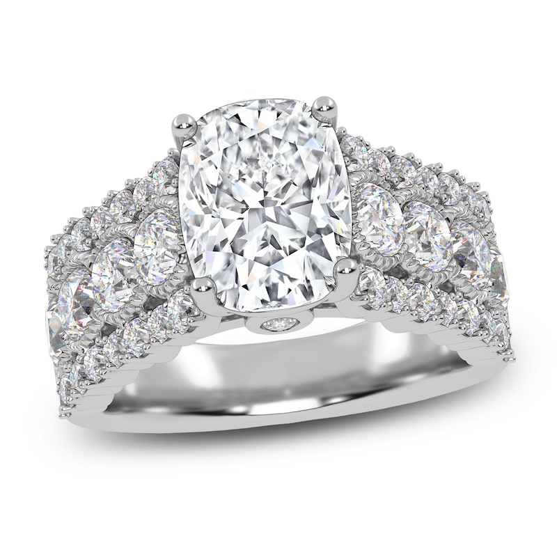 Main Image 1 of Elongated Cushion-Cut Created By Jared Studio Lab-Grown Diamond Engagement Ring 3-3/4 ct tw 14K White Gold