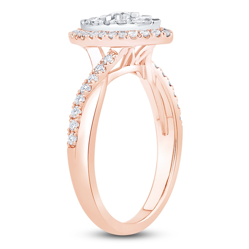 Main Image 2 of Brilliant Moments Multi-Diamond Marquise Halo Engagement Ring 3/4 ct tw 14K Rose Gold