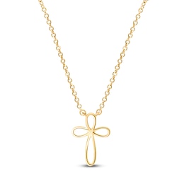 Children's Looping Cross Necklace 14K Yellow Gold 13"