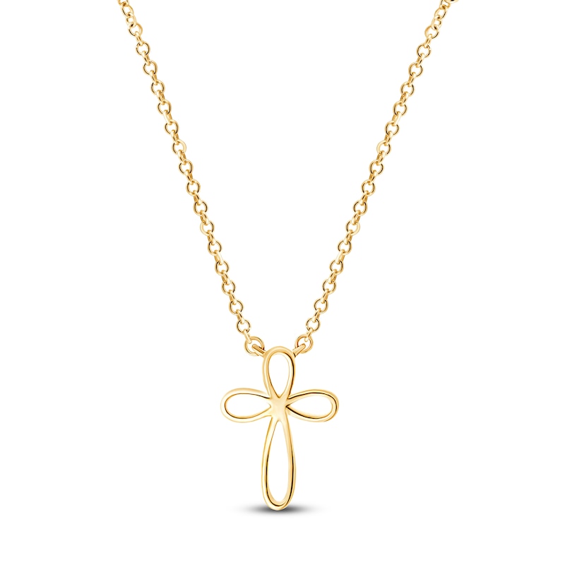 Main Image 1 of Children's Looping Cross Necklace 14K Yellow Gold 13"