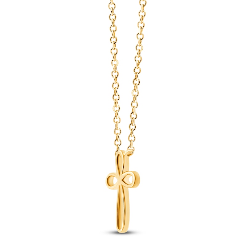 Main Image 2 of Children's Looping Cross Necklace 14K Yellow Gold 13"