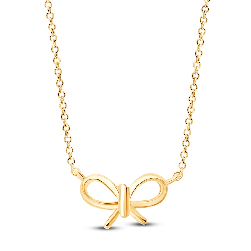 Main Image 1 of Children's Bow Necklace 14K Yellow Gold 13"