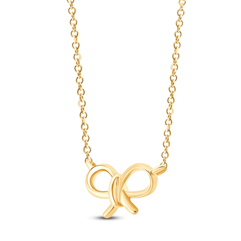 Main Image 2 of Children's Bow Necklace 14K Yellow Gold 13"