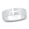 Thumbnail Image 1 of Men's Cross Center Brushed Wedding Band 14K White Gold 6mm