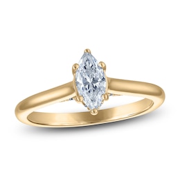 Marquise-Cut Lab-Grown Diamond Solitaire Plus Engagement Ring 1/2 ct tw 18K Yellow Gold (VS2/F)