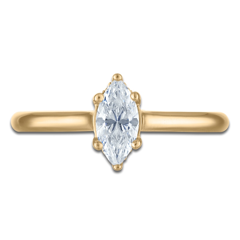 Main Image 3 of Marquise-Cut Lab-Grown Diamond Solitaire Plus Engagement Ring 1/2 ct tw 18K Yellow Gold (VS2/F)