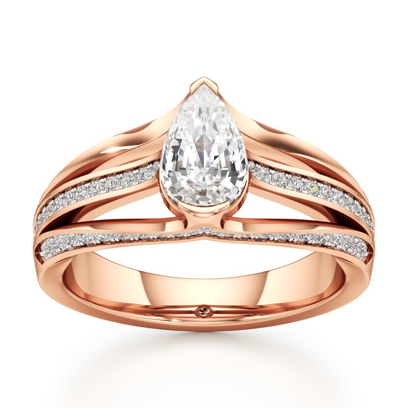 Main Image 1 of J'Lure Lab-Grown Diamond Pear Step-Cut Engagement Ring 1-3/8 ct tw 18K Rose Gold