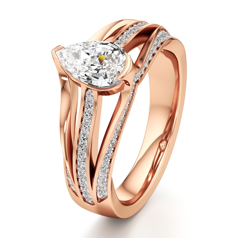 Main Image 4 of J'Lure Lab-Grown Diamond Pear Step-Cut Engagement Ring 1-3/8 ct tw 18K Rose Gold
