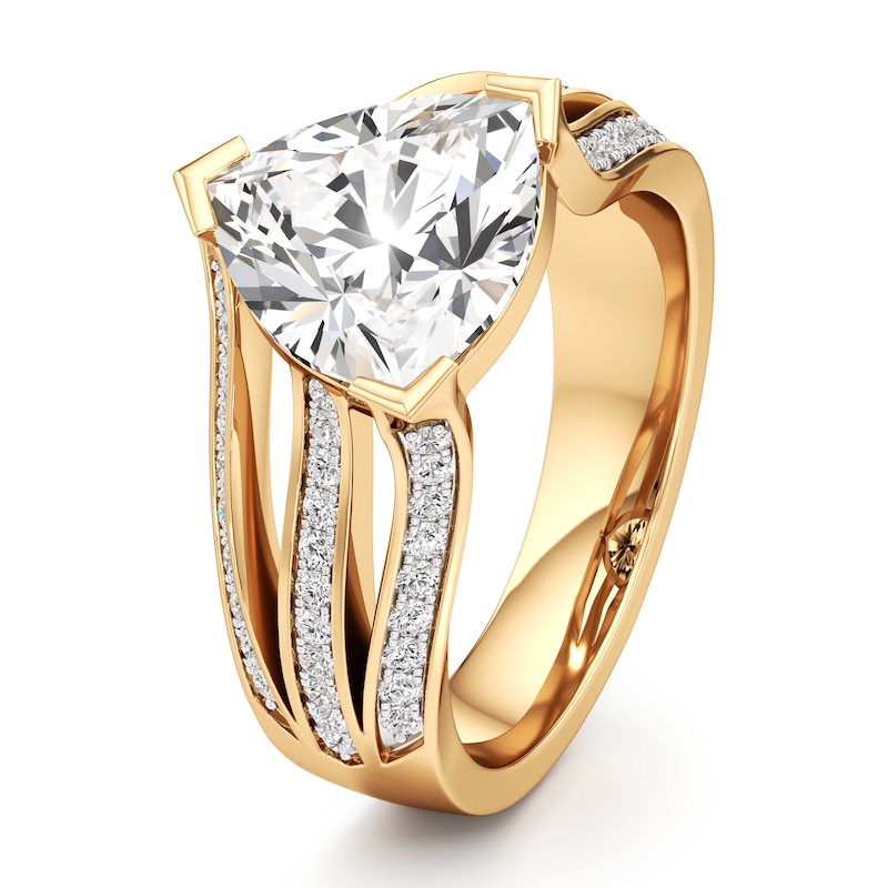 Main Image 4 of J'Lure Lab-Grown Diamond Trillion Curved Brilliant-Cut Engagement Ring 3-3/8 ct tw 18K Yellow Gold