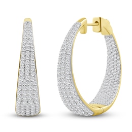 Brilliant Moments Diamond Pavé Tapered Inside-Out Hoop Earrings 2-1/2 ct tw 14K Yellow Gold