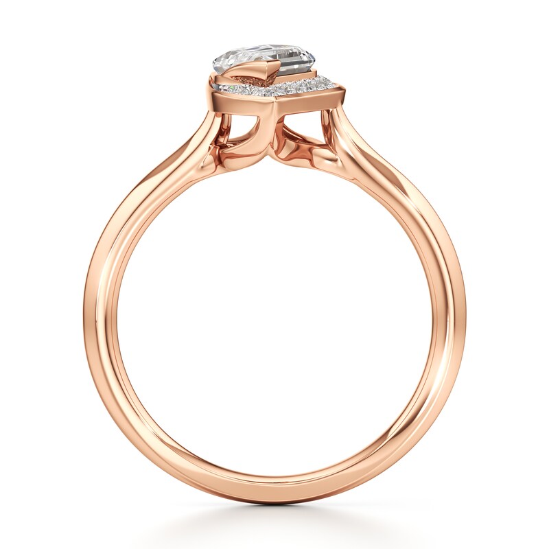 Main Image 2 of J'Lure Leaf Step-Cut Lab-Grown Diamond Half-Halo Engagement Ring 1 ct tw 18K Rose Gold