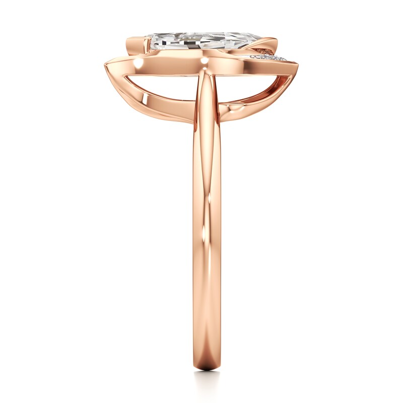 Main Image 3 of J'Lure Leaf Step-Cut Lab-Grown Diamond Half-Halo Engagement Ring 1 ct tw 18K Rose Gold