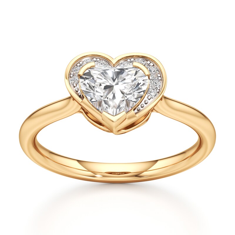 Main Image 1 of J'Lure Heart Brilliant-Cut Lab-Grown Diamond Half-Halo Engagement Ring 1 ct tw 18K Yellow Gold