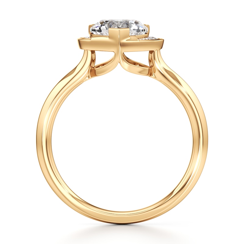 Main Image 2 of J'Lure Heart Brilliant-Cut Lab-Grown Diamond Half-Halo Engagement Ring 1 ct tw 18K Yellow Gold