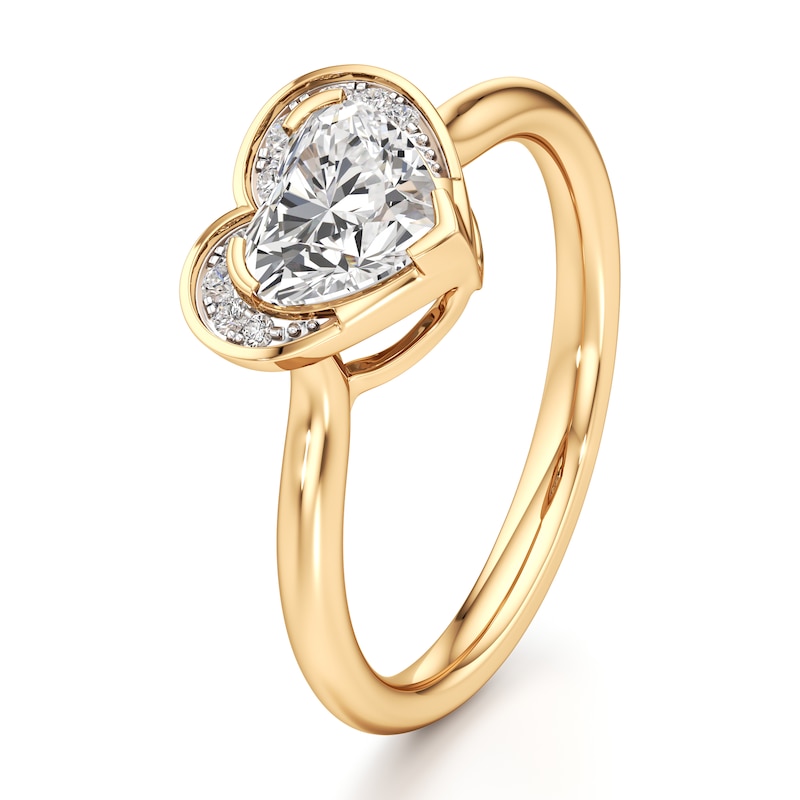 Main Image 4 of J'Lure Heart Brilliant-Cut Lab-Grown Diamond Half-Halo Engagement Ring 1 ct tw 18K Yellow Gold