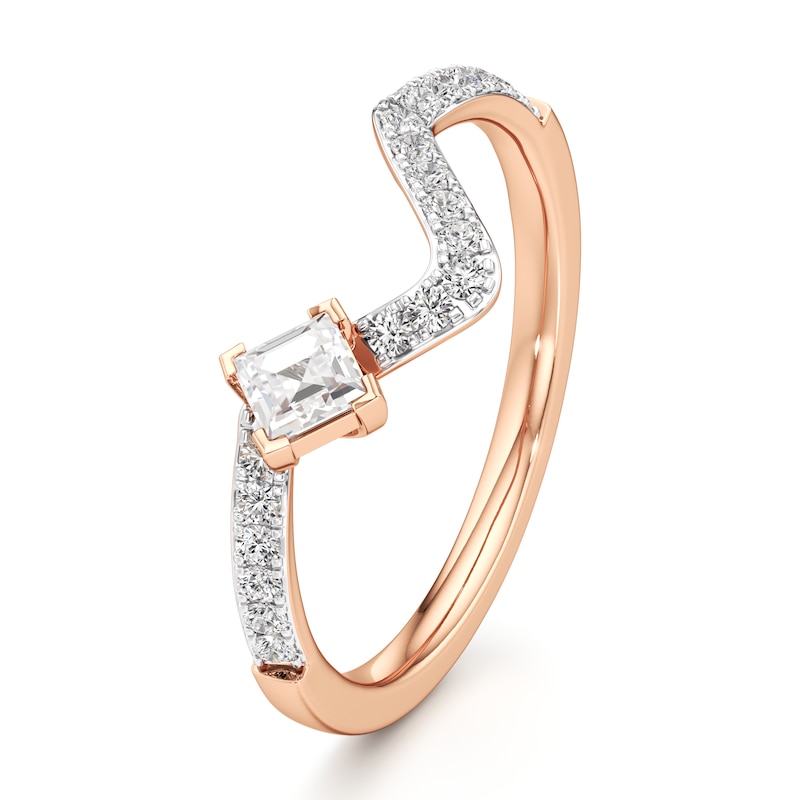 Main Image 4 of J'Lure Carre Step-Cut Lab-Grown Diamond Contour Wedding Band 3/8 ct tw 18K Rose Gold