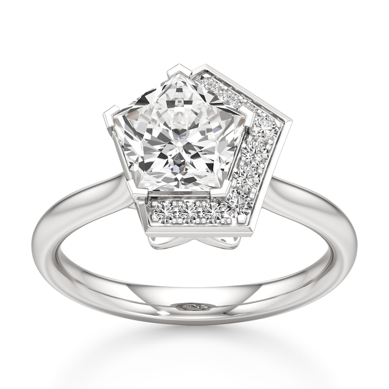 Main Image 1 of J'Lure Pentagon Brilliant-Cut Lab-Grown Diamond Half-Halo Engagement Ring 2 ct tw 18K White Gold