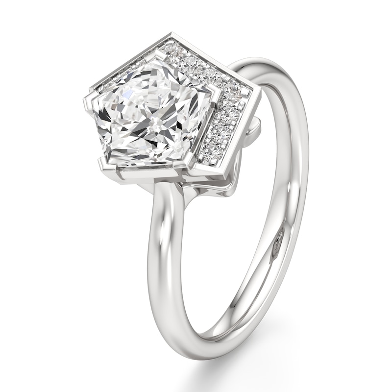 Main Image 4 of J'Lure Pentagon Brilliant-Cut Lab-Grown Diamond Half-Halo Engagement Ring 2 ct tw 18K White Gold