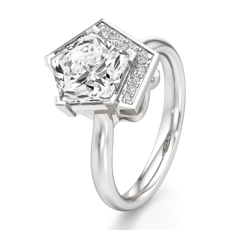 Main Image 4 of J'Lure Pentagon Brilliant-Cut Lab-Grown Diamond Half-Halo Engagement Ring 3-1/6 ct tw 18K White Gold