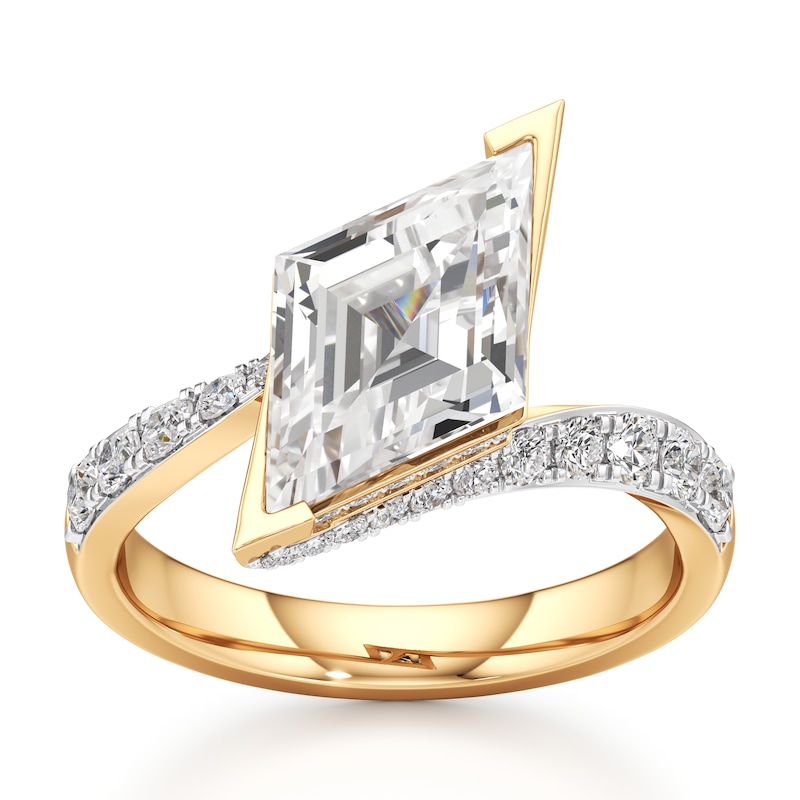 Main Image 1 of J'Lure Lozenge Step-Cut Lab-Grown Diamond Bypass Engagement Ring 3-5/8 ct tw 18K Yellow Gold