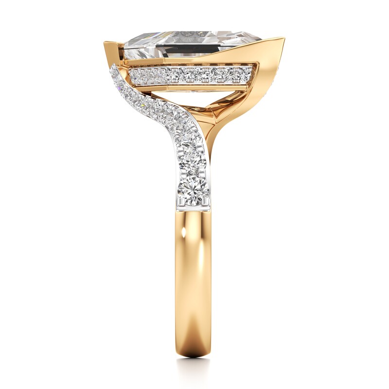 Main Image 3 of J'Lure Lozenge Step-Cut Lab-Grown Diamond Bypass Engagement Ring 3-5/8 ct tw 18K Yellow Gold