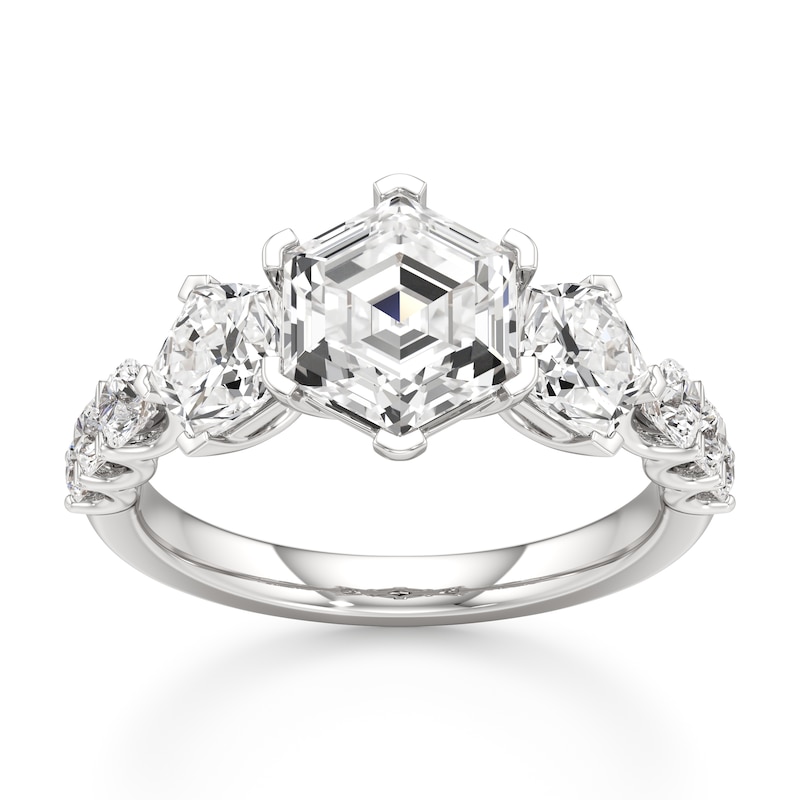 Main Image 1 of J'Lure Hexagon Step-Cut Lab-Grown Diamond Engagement Ring 3-1/2 ct tw 18K White Gold