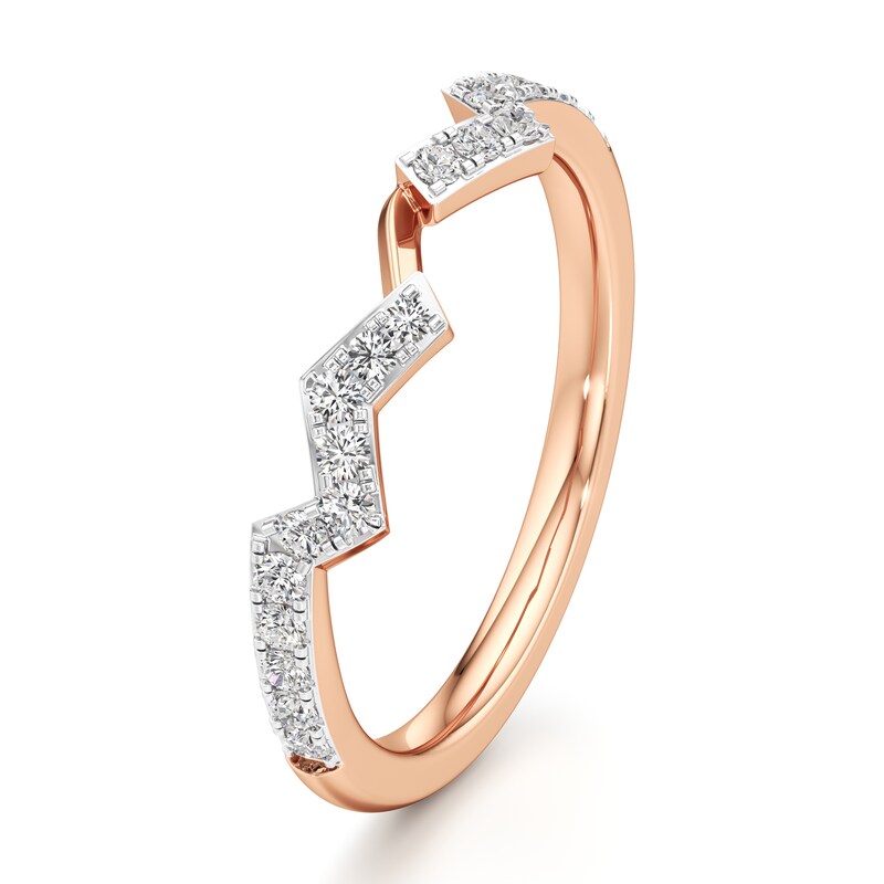 Main Image 4 of J'Lure Lab-Grown Diamond Angled Contour Wedding Band 1/4 ct tw 18K Rose Gold