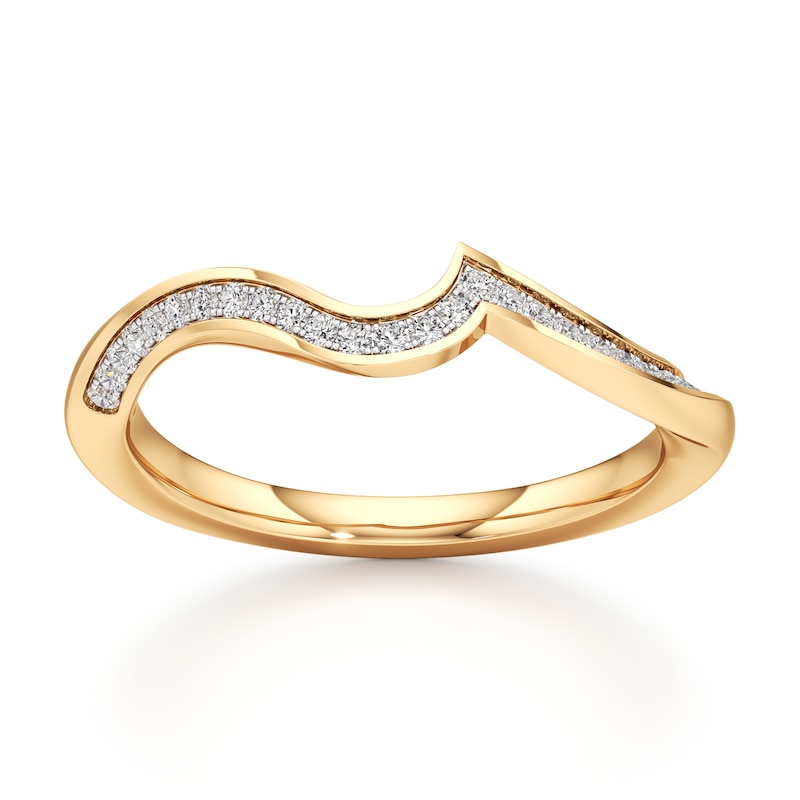 Main Image 1 of J'Lure Lab-Grown Diamond Contour Wedding Band 1/8 ct tw 18K Yellow Gold