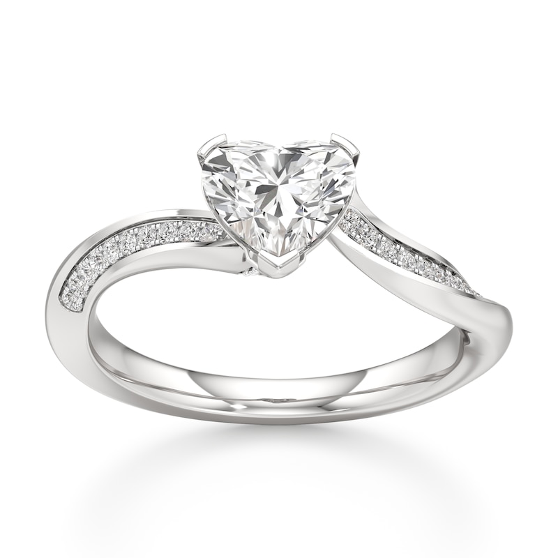 Main Image 1 of J'Lure Heart Brilliant-Cut Lab-Grown Diamond Bypass Engagement Ring 1-1/8 ct tw 18K White Gold