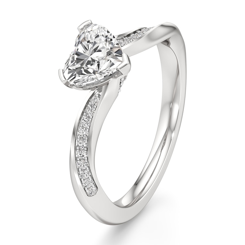 Main Image 4 of J'Lure Heart Brilliant-Cut Lab-Grown Diamond Bypass Engagement Ring 1-1/8 ct tw 18K White Gold