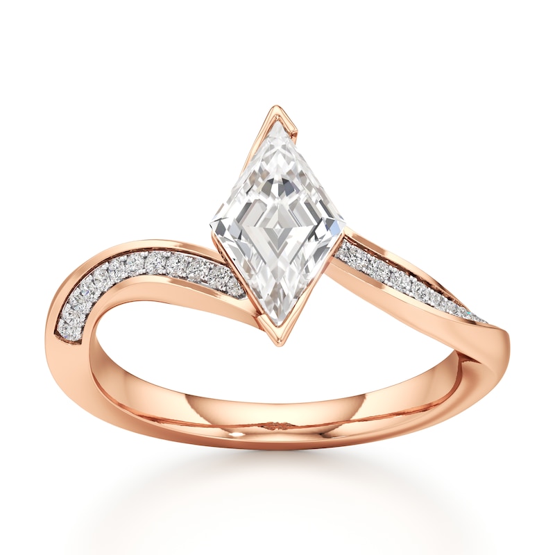 Main Image 1 of J'Lure Lozenge Step-Cut Lab-Grown Diamond Bypass Engagement Ring 1-1/8 ct tw 18K Rose Gold