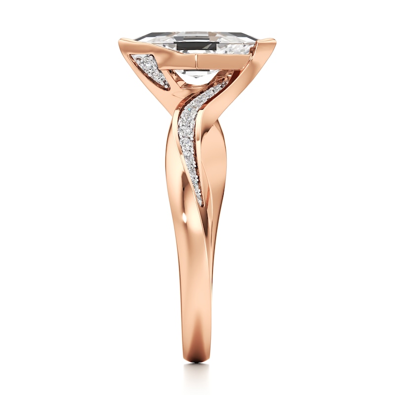 Main Image 3 of J'Lure Lozenge Step-Cut Lab-Grown Diamond Bypass Engagement Ring 1-1/8 ct tw 18K Rose Gold