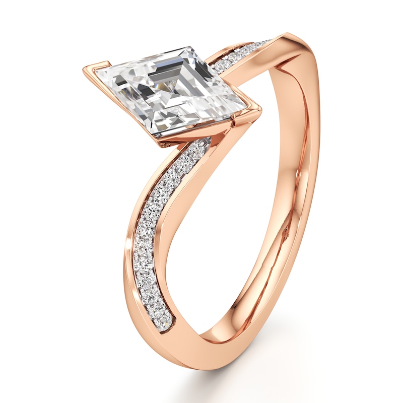 Main Image 4 of J'Lure Lozenge Step-Cut Lab-Grown Diamond Bypass Engagement Ring 1-1/8 ct tw 18K Rose Gold