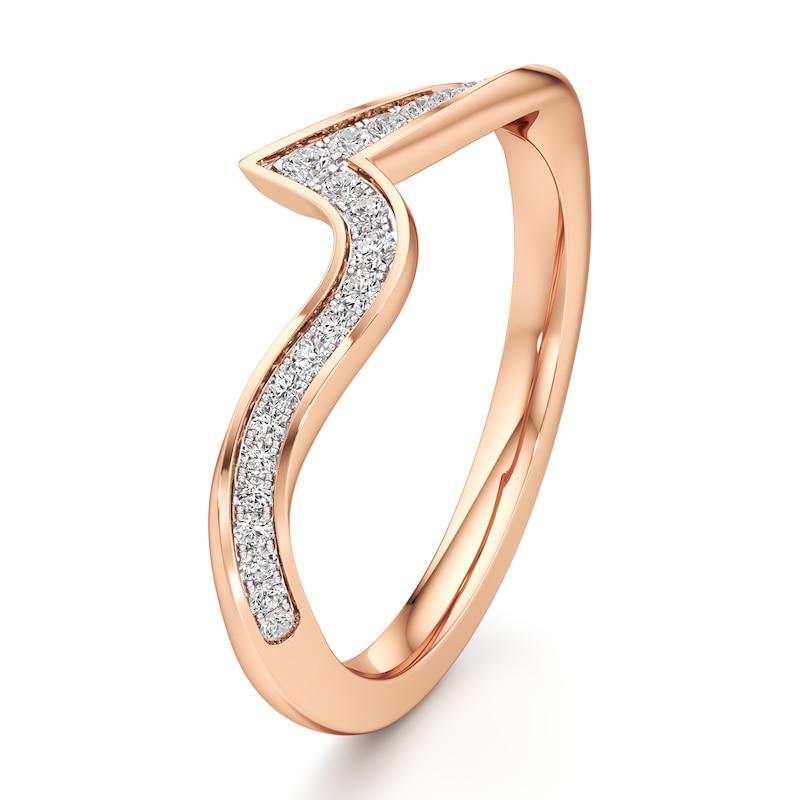 Main Image 4 of J'Lure Lab-Created Diamond Contour Wedding Band 1/6 ct tw 18K Rose Gold