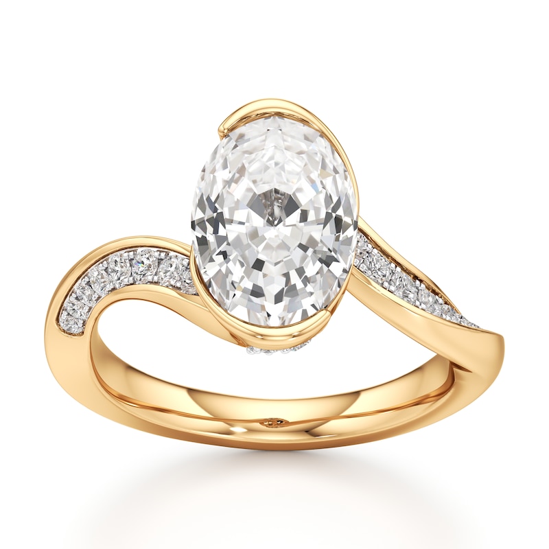 Main Image 1 of J'Lure Oval Step-Cut Lab-Grown Diamond Bypass Engagement Ring 3-1/4 ct tw 18K Yellow Gold
