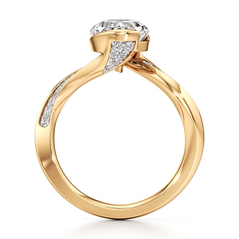 Main Image 2 of J'Lure Oval Step-Cut Lab-Grown Diamond Bypass Engagement Ring 3-1/4 ct tw 18K Yellow Gold