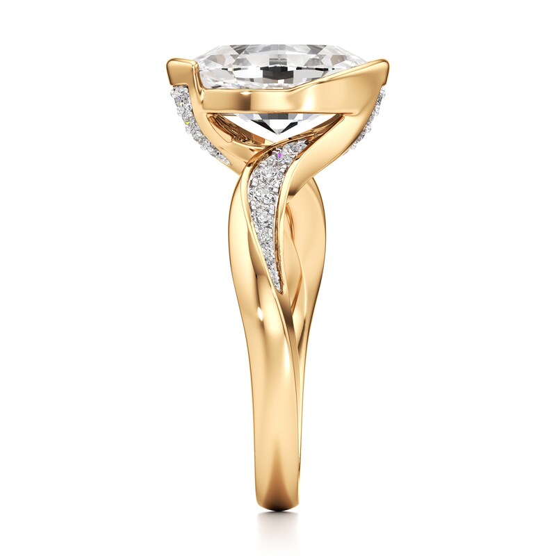 Main Image 3 of J'Lure Oval Step-Cut Lab-Grown Diamond Bypass Engagement Ring 3-1/4 ct tw 18K Yellow Gold