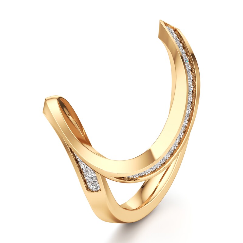 Main Image 4 of J'Lure Lab-Grown Diamond Contour Wedding Band 1/5 ct tw 18K Yellow Gold