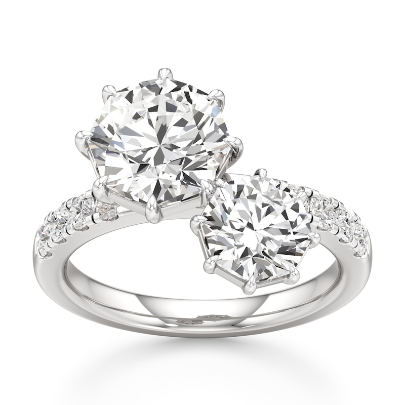Main Image 1 of J'Lure Octagon Brilliant-Cut Two-Stone Lab-Grown Diamond Engagement Ring 3-1/3 ct tw 18K White Gold