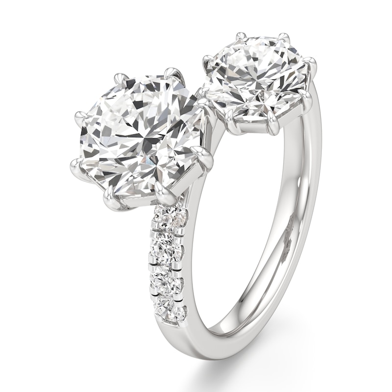 Main Image 4 of J'Lure Octagon Brilliant-Cut Two-Stone Lab-Grown Diamond Engagement Ring 3-1/3 ct tw 18K White Gold