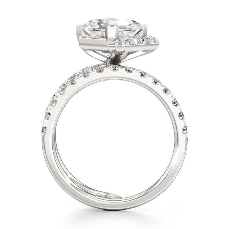 Main Image 2 of J'Lure Square-Emerald Step-Cut Lab-Grown Diamond Spiral Engagement Ring 3-3/4 ct tw 18K White Gold