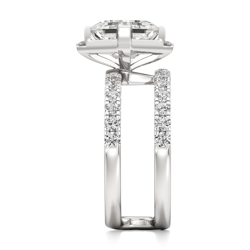 Main Image 3 of J'Lure Square-Emerald Step-Cut Lab-Grown Diamond Spiral Engagement Ring 3-3/4 ct tw 18K White Gold