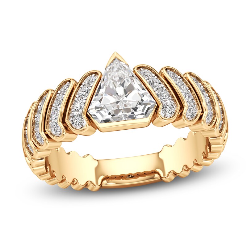 Main Image 1 of J'Lure Shield Step-Cut Lab-Grown Diamond Engagement Ring 1-1/3 ct tw 18K Yellow Gold